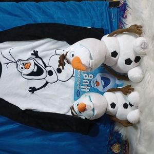 Disney Frozen soft sweater & 2 plush OLAF Snowman & Book Do you want a hug